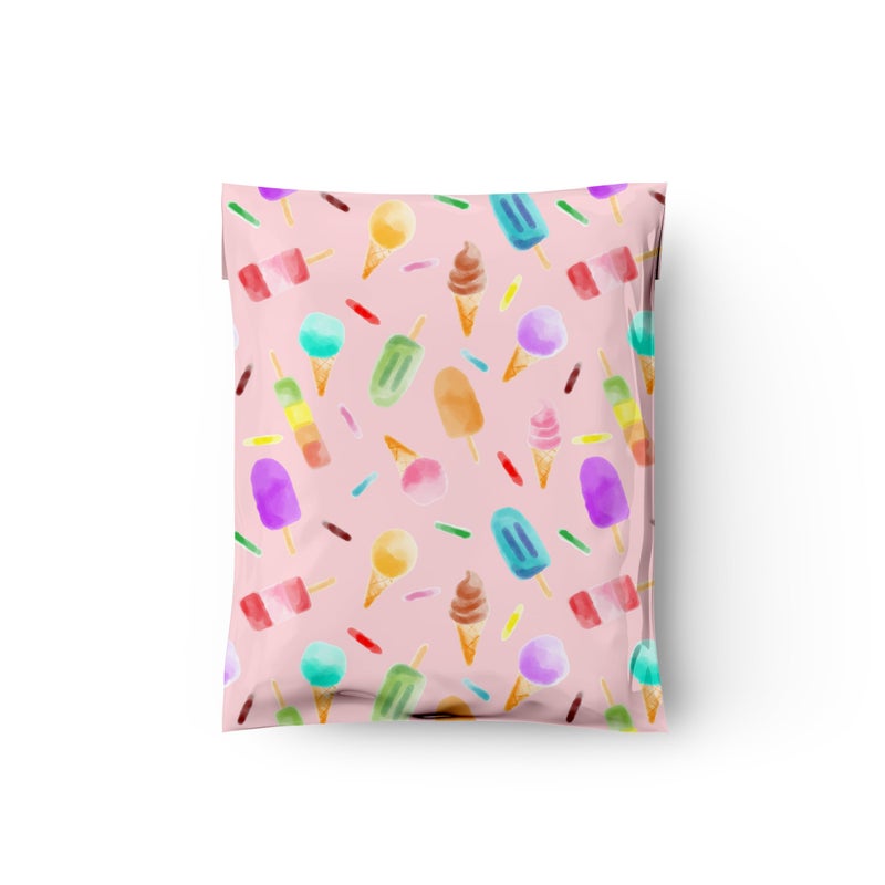 Pro Supply Global 10x13 (100) Ice Cream Treats Summer Designer Poly Mailers Waterproof Self Sealing Tear Resistant Polymailers Shipping Envelopes Premium Printed Bags For Small Businesses - Image 5